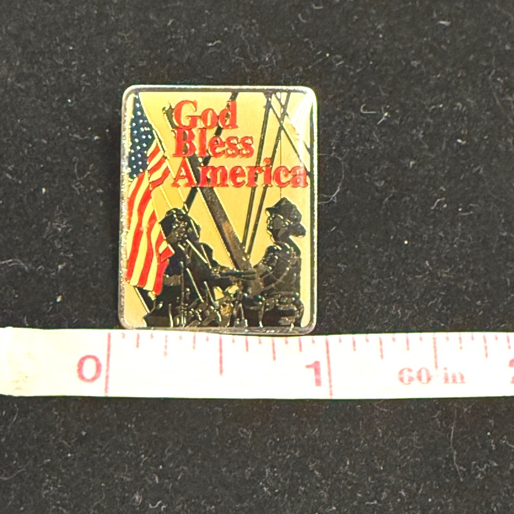 Hogeye God Bless America Firefighters Raising Flag Enamel Lapel Pin 9/11 Tribute